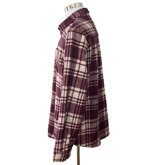 We are the Superlative Conspiracy WESC Shacket Purple Cream Plaid Shirt Jacket - Picture 3 of 11